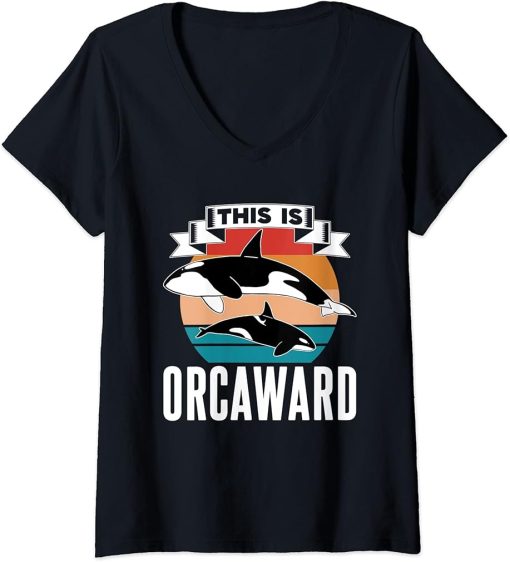 Womens This Is Orcaward Humor Orca Orcas Awkward V-Neck T-Shirt