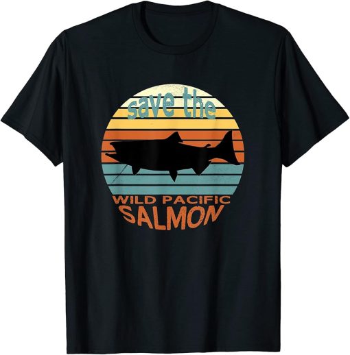 Salmon Save the Wild Pacific Salmon Retro Vintage T-Shirt