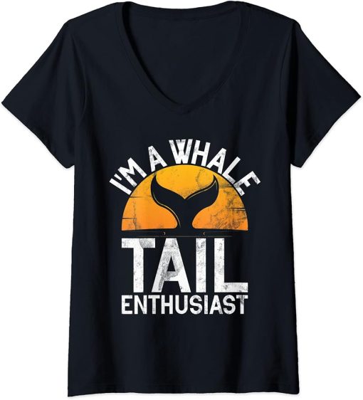 Womens Whales Watch Dolphin Pottwhal Funny Saying Orca Whale V-Neck T-Shirt