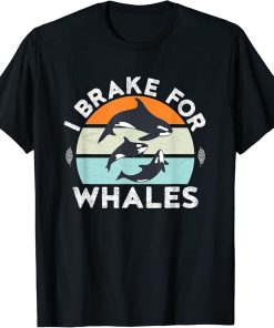 I Brake For Whales Orca Family Vintage Retro Killer Whale T-Shirt