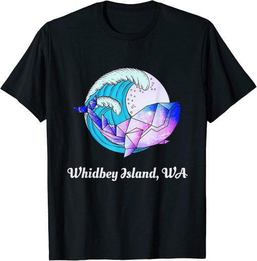 Whidbey Island WA Japanese Paint Geometric Orca Killer Whale T-Shirt