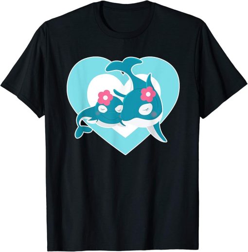 Love Orcas - Cute Orca and Orca Calf Heart T-Shirt