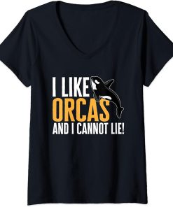 Womens Funny Orca Lover Graphic for Women Men Kids Whale V-Neck T-Shirt