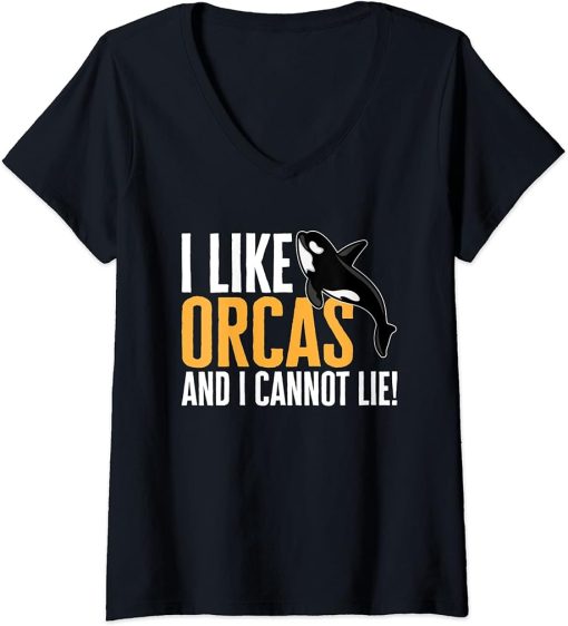 Womens Funny Orca Lover Graphic for Women Men Kids Whale V-Neck T-Shirt